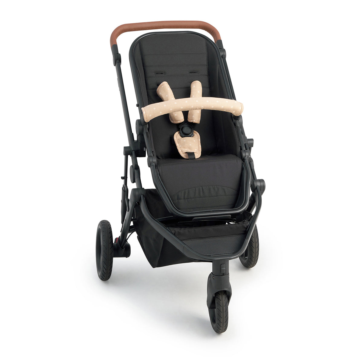 Natural Spot Linen Pram Harness Cover Set