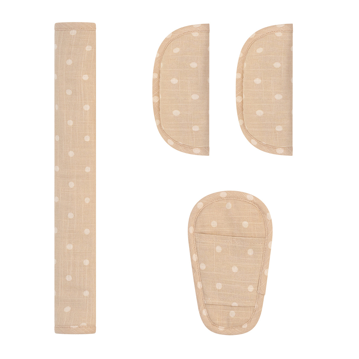 Natural Spot Linen Pram Harness Cover Set