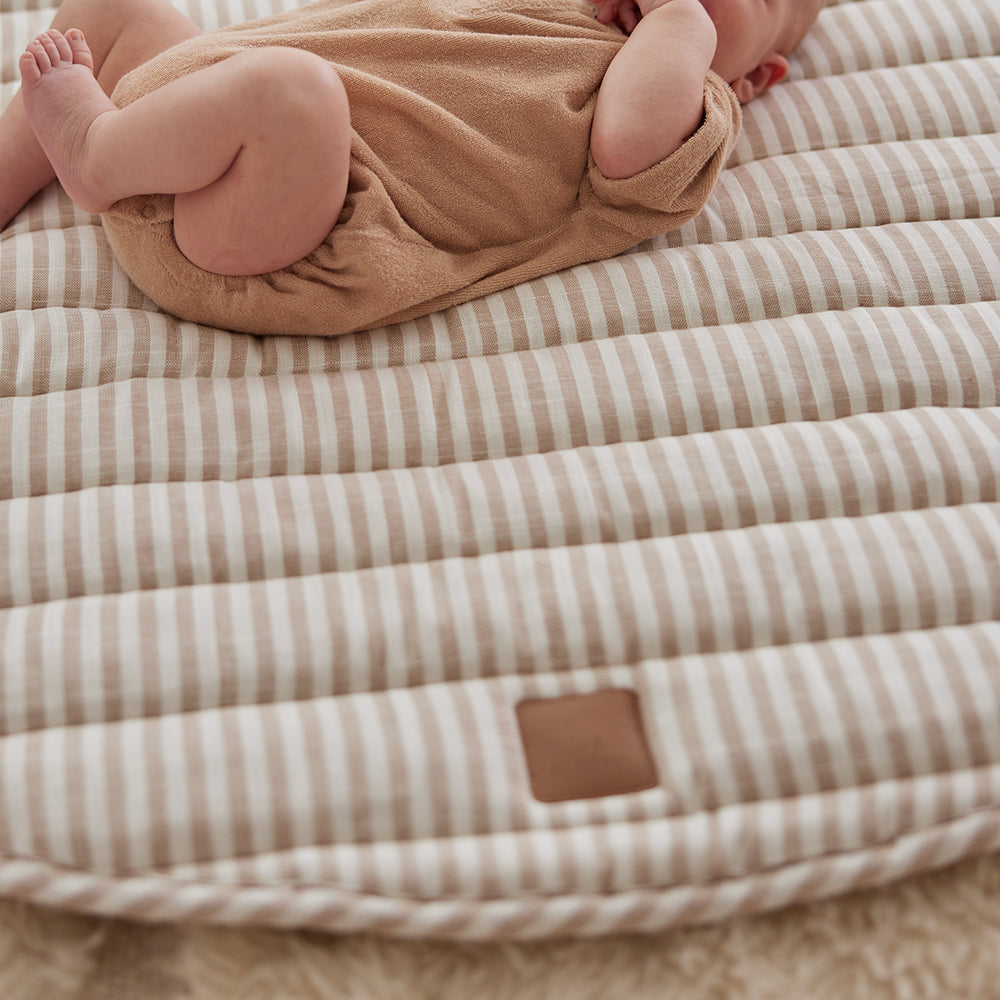 Natural Stripe Linen Baby Play Mat