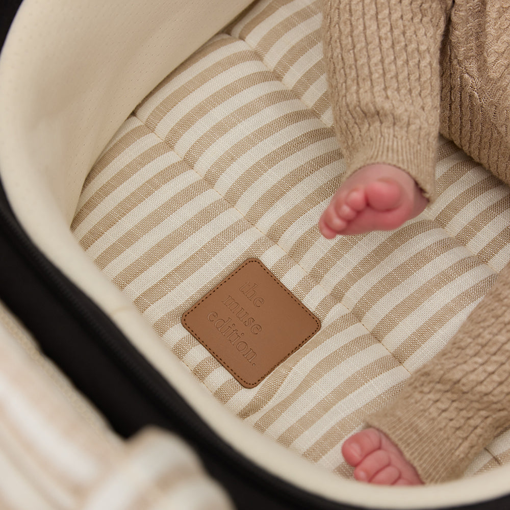 Natural Stripe Universal Linen Bassinet Liner