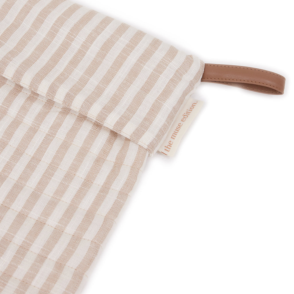 Natural Stripe Linen Quilted Christmas Stocking