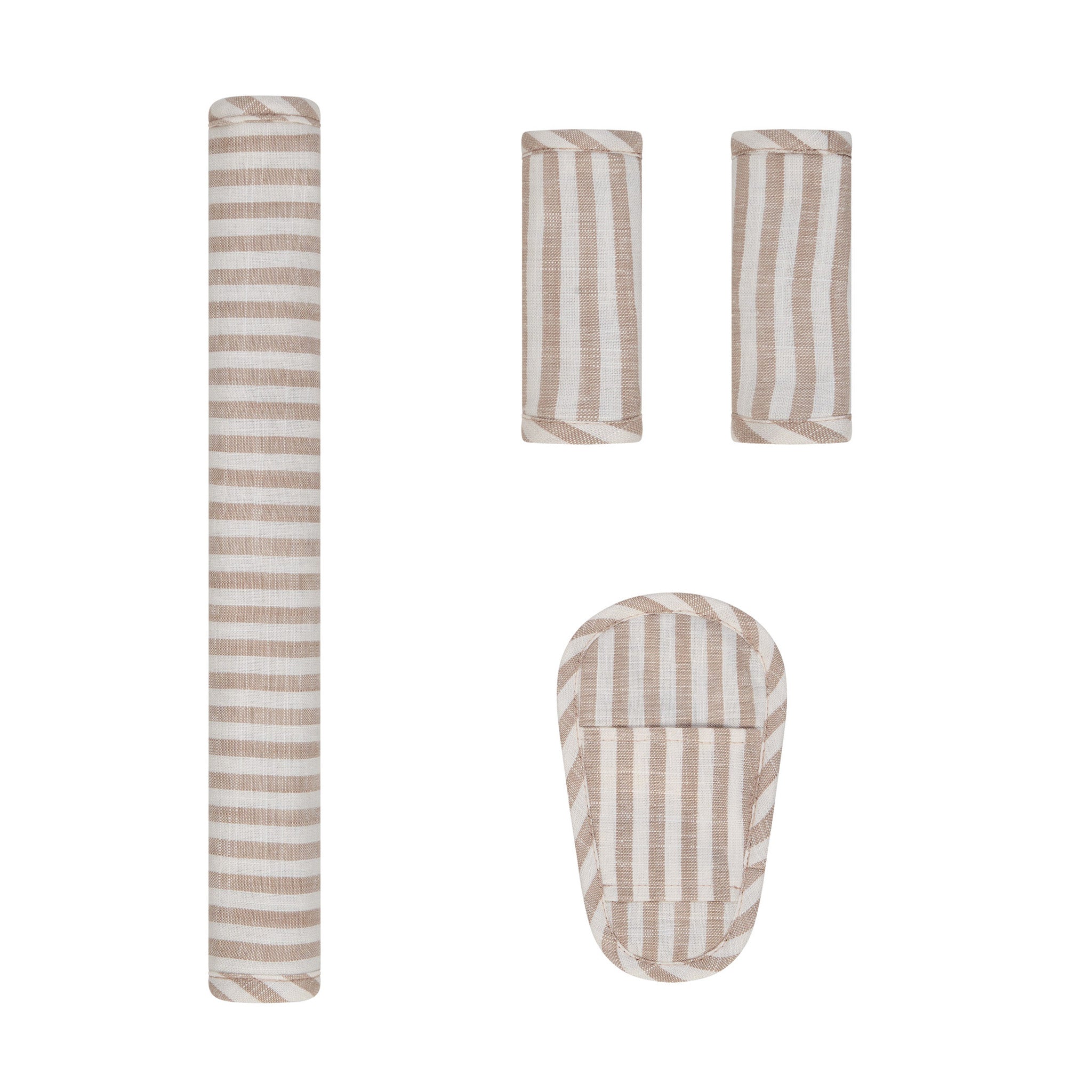 Natural Stripe Linen Pram Harness Cover Set
