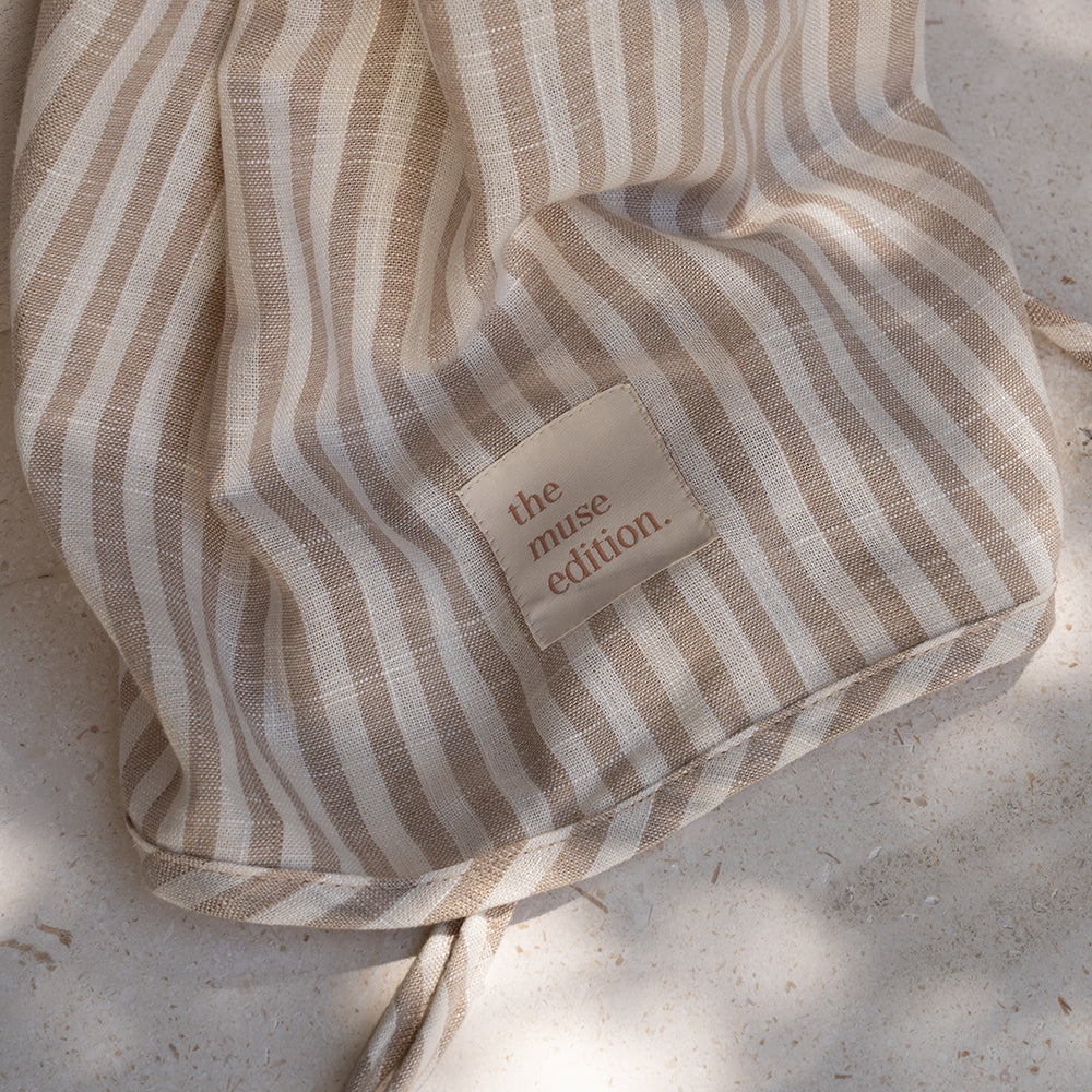 Natural Stripe Linen Baby Blanket