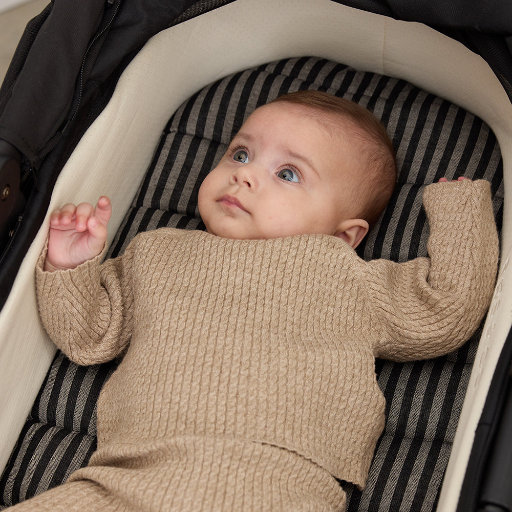 Noir Stripe Universal Linen Bassinet Liner