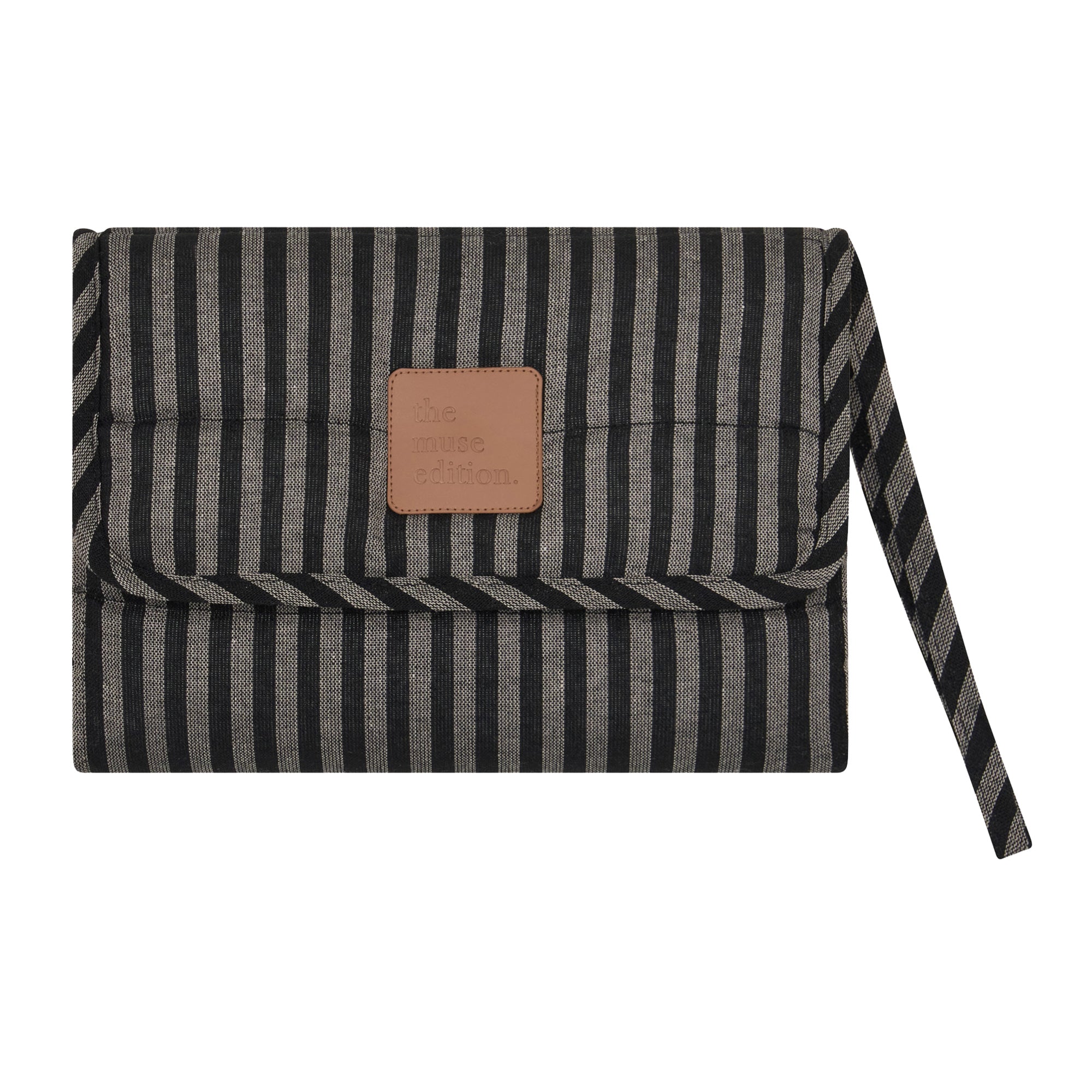 Noir Stripe Linen Change Mat