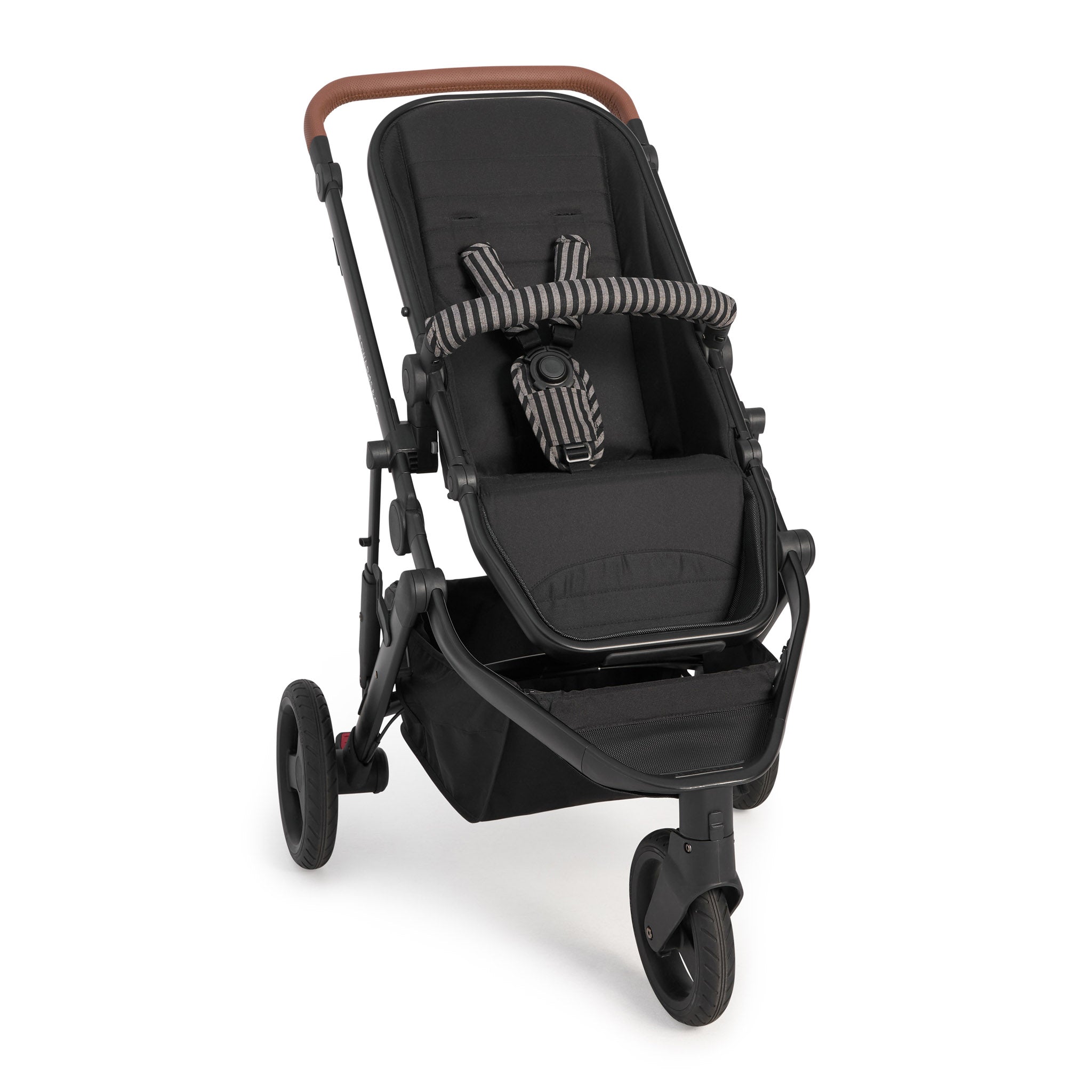 Noir Stripe Linen Pram Harness Cover Set