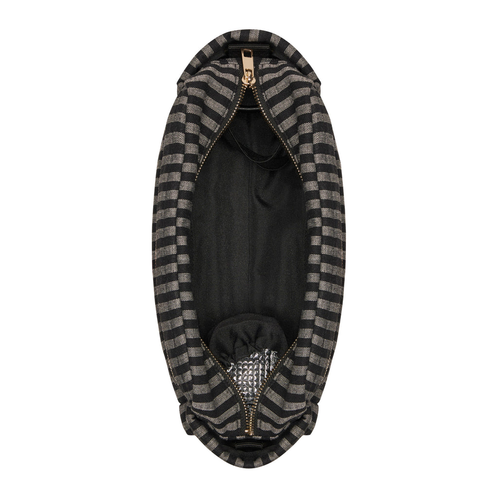 Noir Stripe Linen Baby Pram Caddy