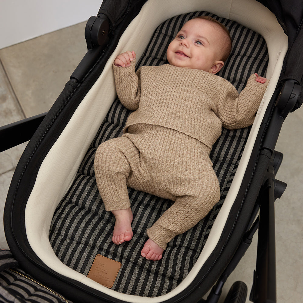 Noir Stripe Universal Linen Bassinet Liner