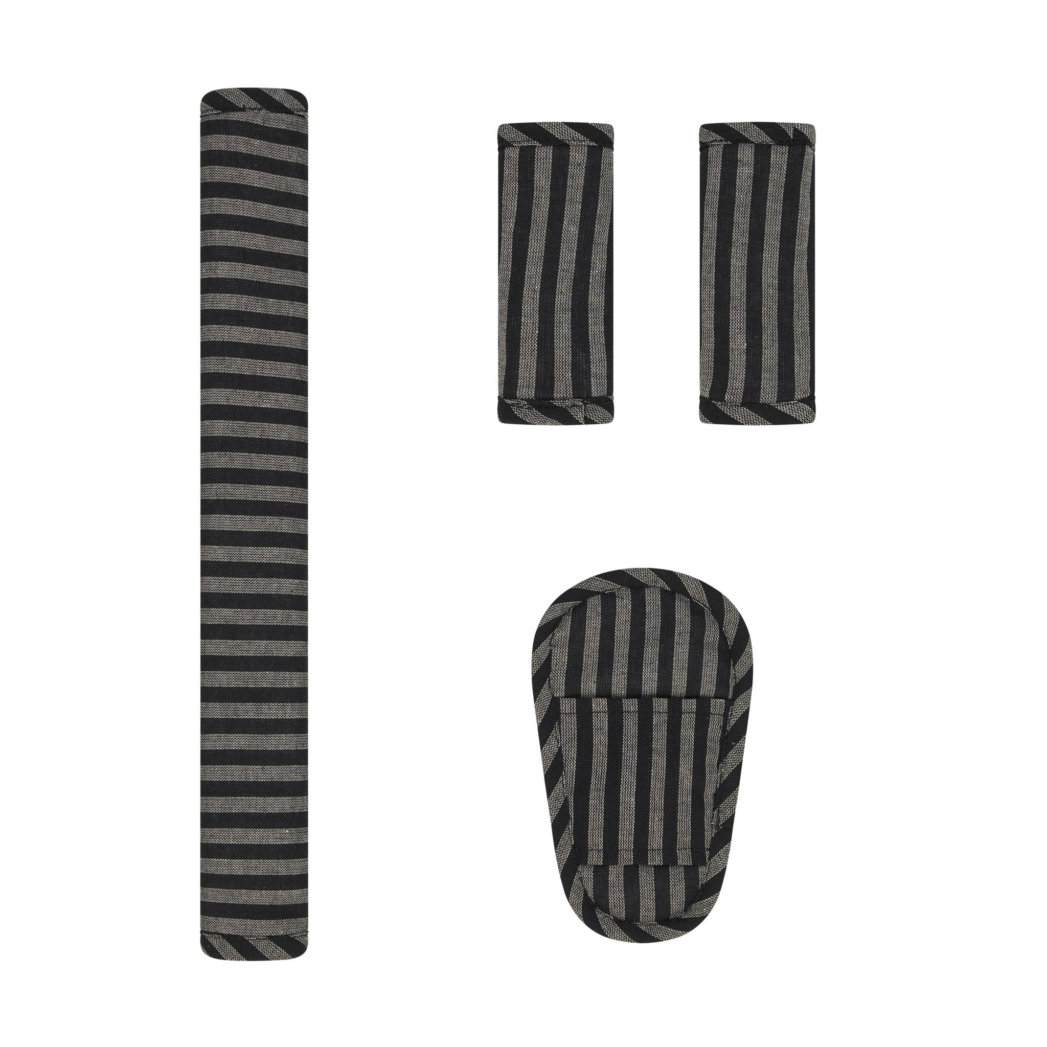 Noir Stripe Linen Pram Harness Cover Set