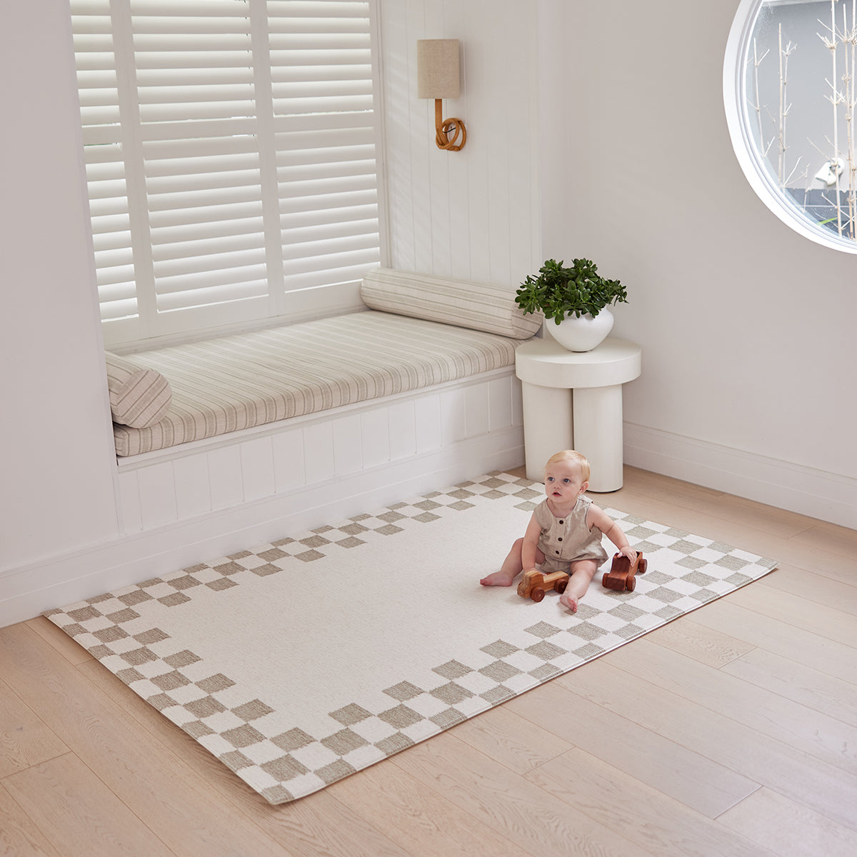 Large Foam Play Mat Olive Border/Rail