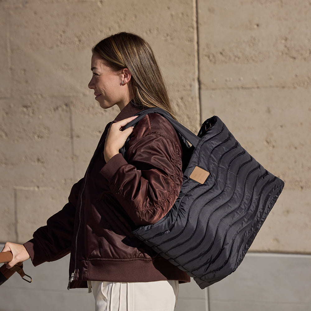 Black Wave Quilted Baby Bag