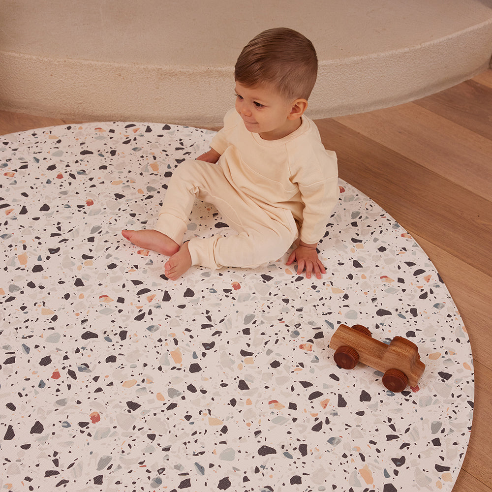 Round Foam Play Mat Terrazzo Weave