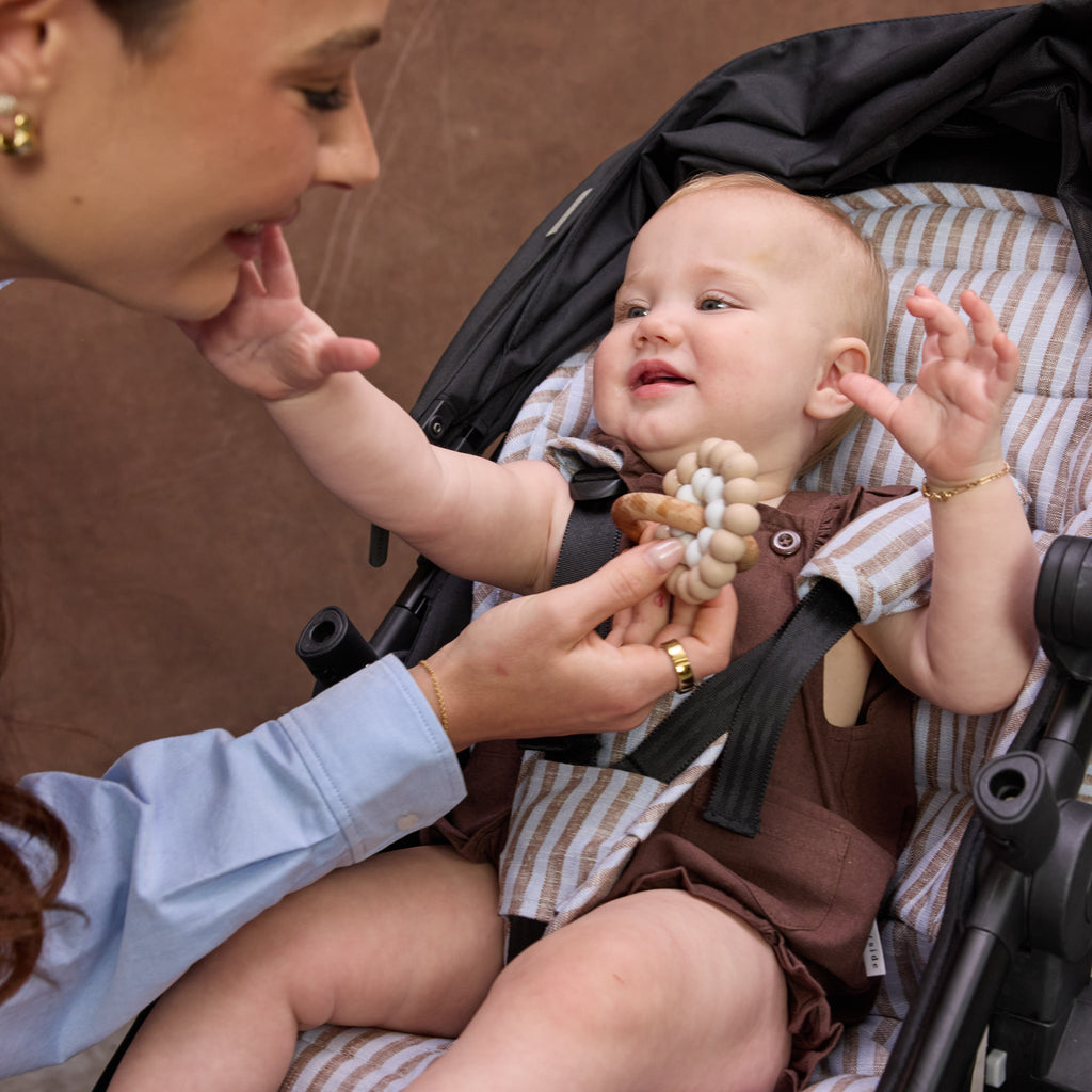 Sorano Stripe Linen Pram Harness Cover Set