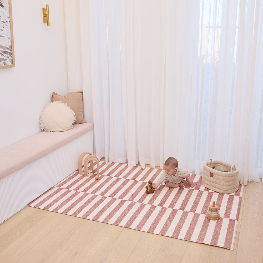 Large Foam Play Mat - Cocoa Stripe/Breeze