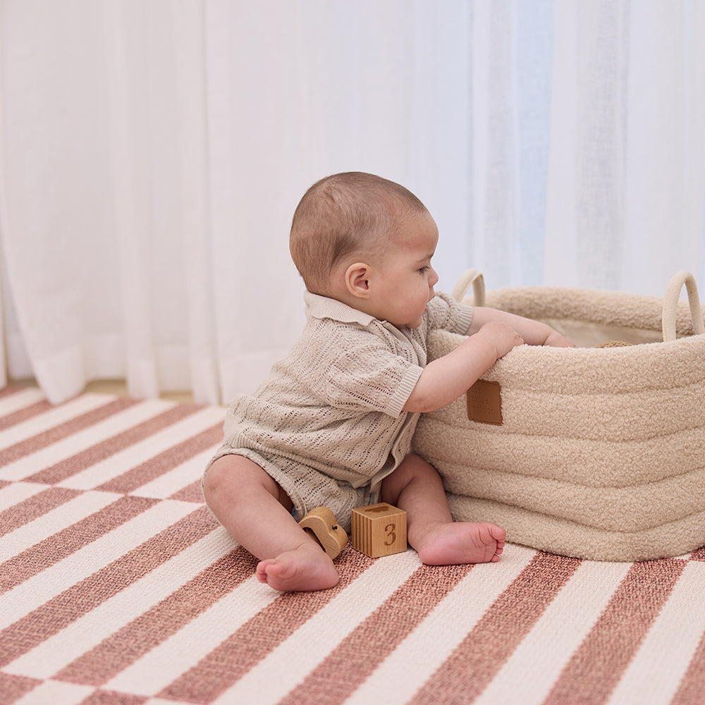 Large Foam Play Mat - Cocoa Stripe/Breeze