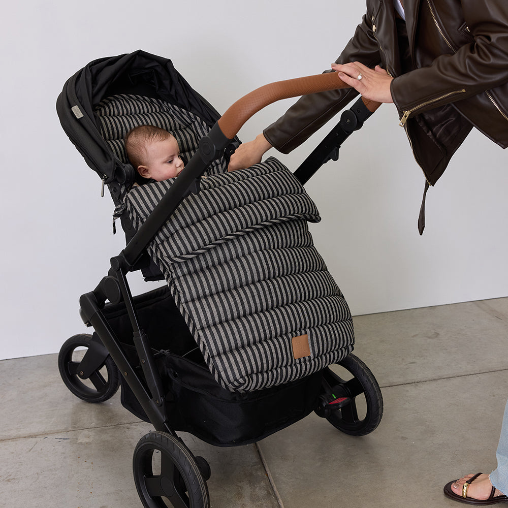 Noir Stripe Linen Pram Cosy
