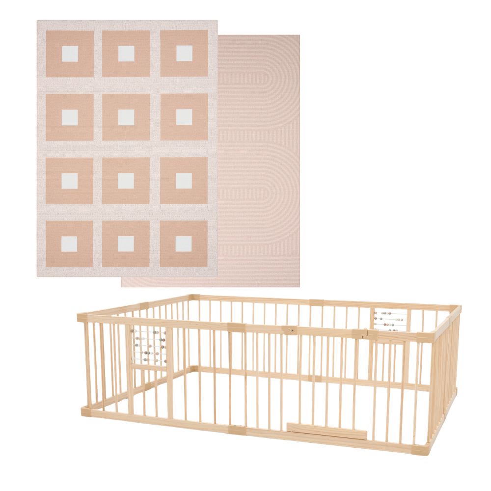 Play Space Bundle - Biscotti Check/Arch & Natural Play Pen