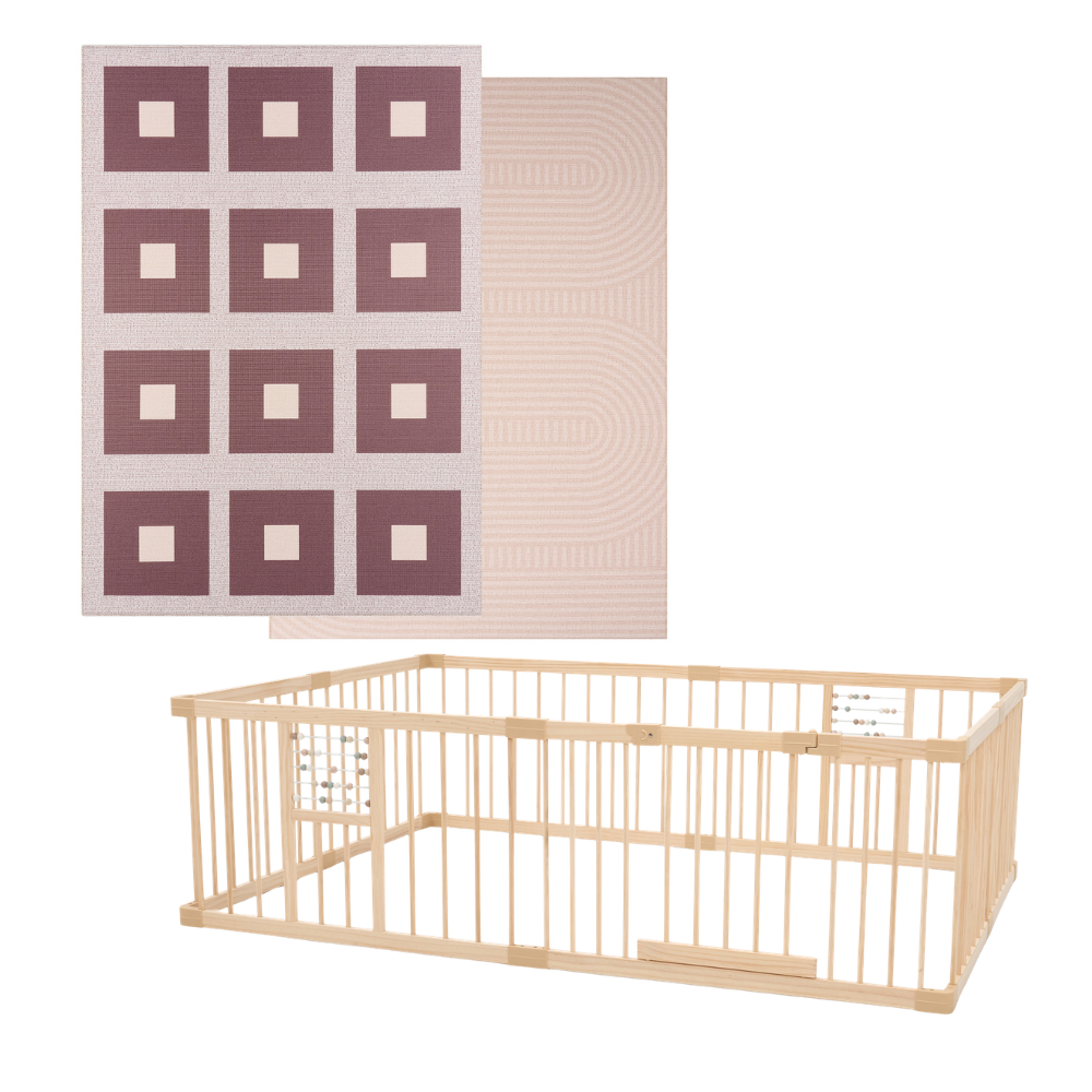 Play Space Bundle - Berry Check/Arch & Natural Play Pen