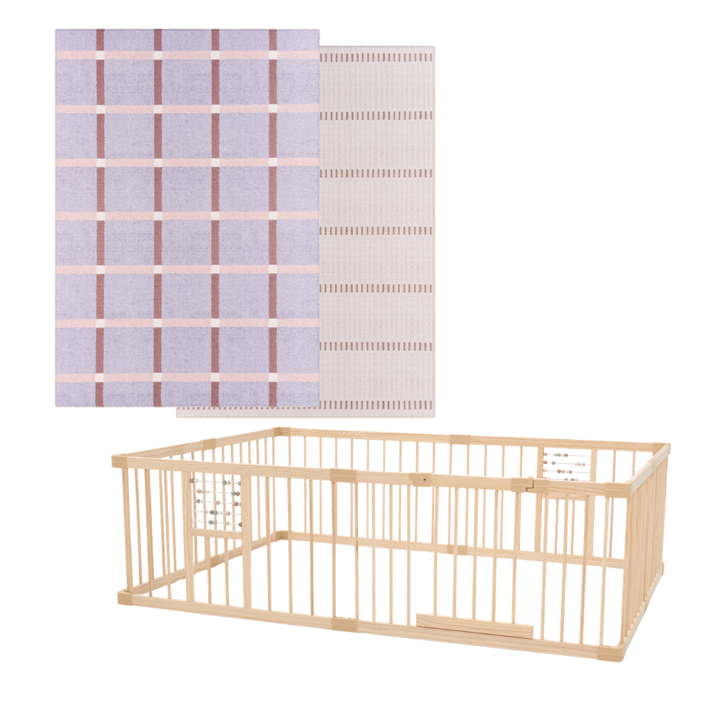 Play Space Bundle - Chambray Plaid/Loop & Natural Play Pen
