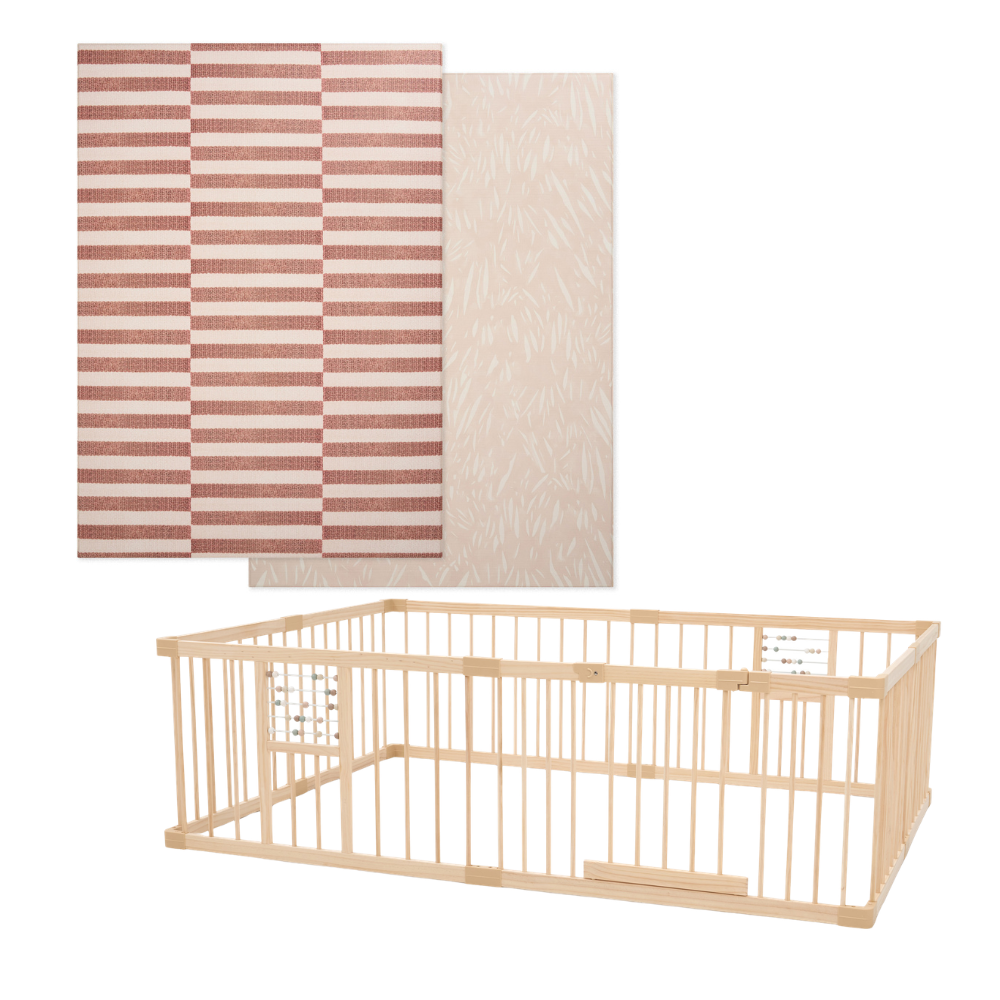 Play Space Bundle - Cocoa Stripe/Breeze & Natural Play Pen