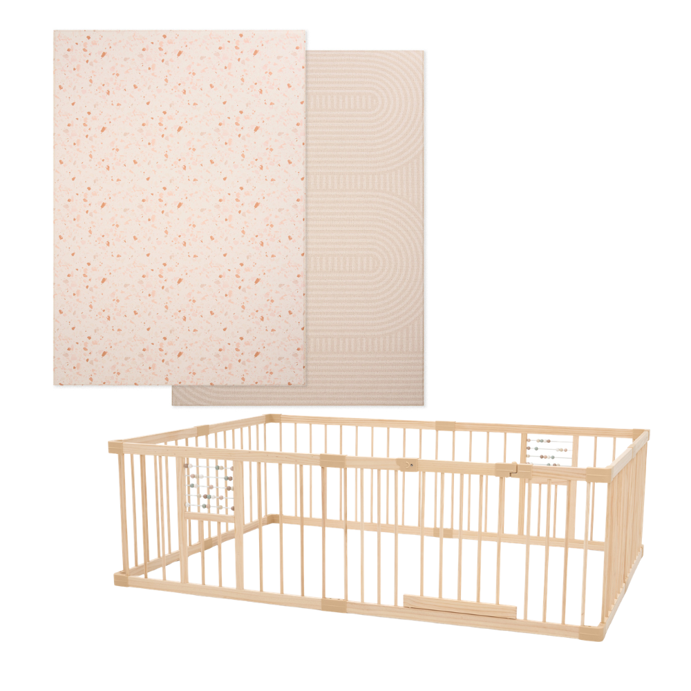 Play Space Bundle - Blush Terrazzo/Weave & Natural Play Pen