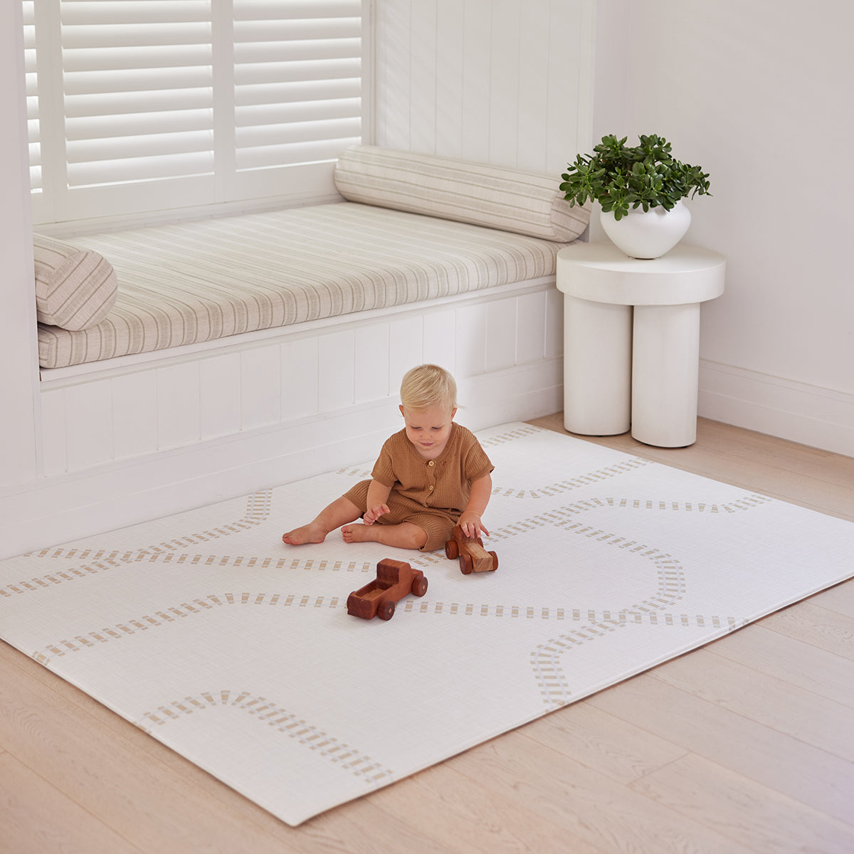 Large Foam Play Mat - Olive Border/Rail