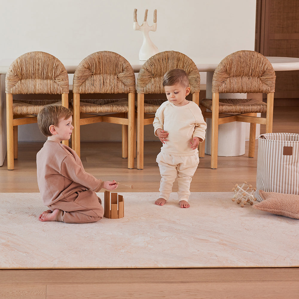 Large Foam Play Mat - Travertine/Herringbone