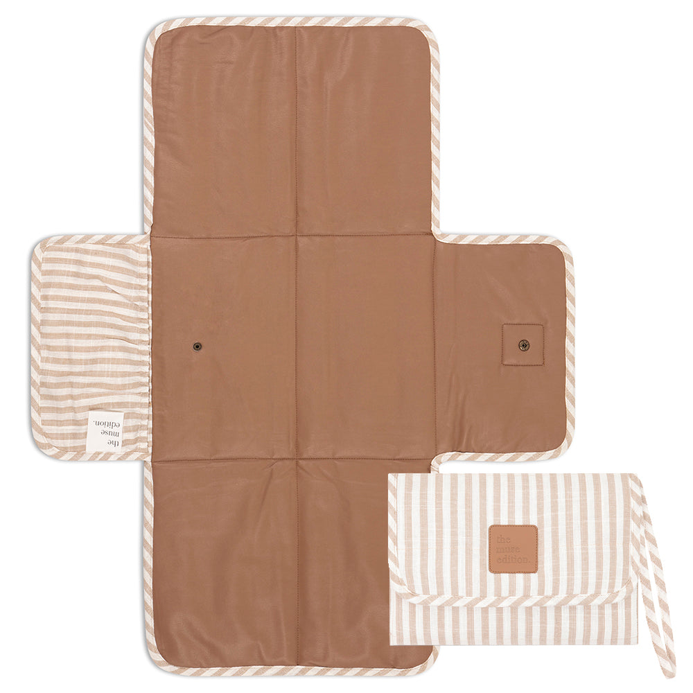 linen and leather change mat